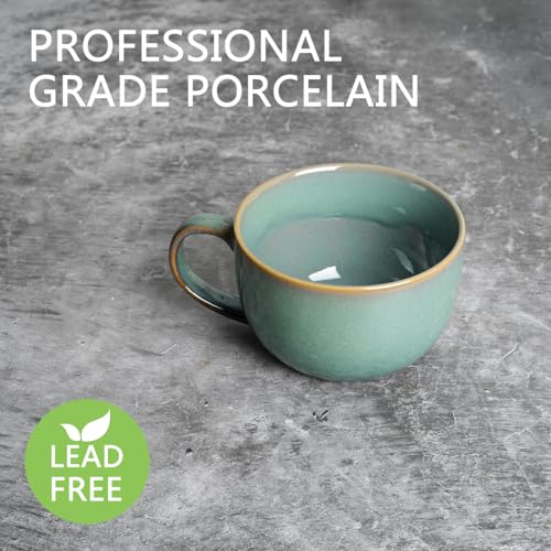 Bosmarlin Ceramic Large Coffee Mug Set of 2, 23 Oz, Jumbo Mug Soup Bowls with Handles, Dishwasher and Microwave Safe (23 Oz, Pale Green) - color: Pale Green
