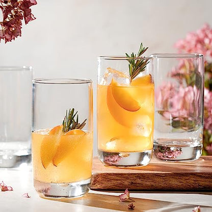 Set of 4 Highball Glasses 16 Oz Collins Cocktail Drinking Glass Cups, Bubble Base Glassware for Water, Juice, Cocktails, Beer Pint Glasses, Modern Basic Tumblers. - style: Straight
