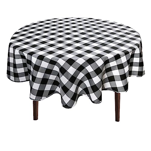 Checkered Round Tablecloth 60 Inch - Waterproof Stain and Wrinkle Resistant Washable Fabric Table Cloth for Dining Room Party Outdoor Picnic, Black and White - color: Black and White, size: 60" (Round)
