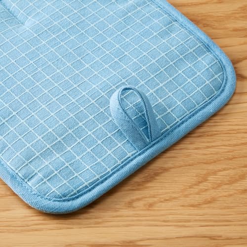 KITCHENAID Gourmet Series Gridlines Pot Holders 2-Pack Set, Heat Resistant up to 600°F, Soft Silicone Grip, Magnetic Cuff, Blue Velvet, 8"x8" - color: Blue Velvet