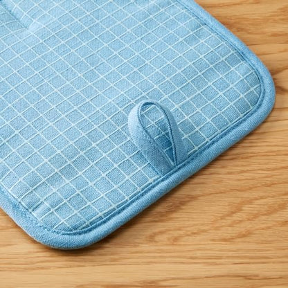 KITCHENAID Gourmet Series Gridlines Pot Holders 2-Pack Set, Heat Resistant up to 600°F, Soft Silicone Grip, Magnetic Cuff, Blue Velvet, 8"x8" - color: Blue Velvet