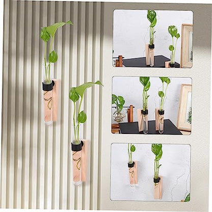 Flower Vase Set 2 Pieces Wall-Mounted Test Tube Plant Holders Air Plant Vase Easy to Assemble