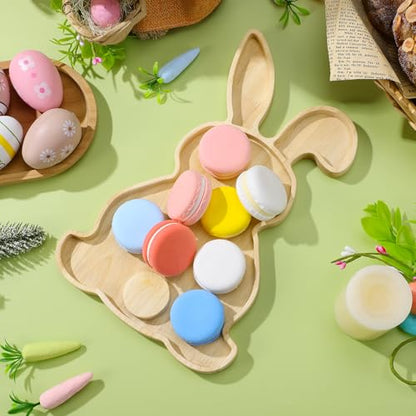 Toddmomy Easter Bunny Wooden Serving Tray, 11-Inch Rabbit Shaped Charcuterie Board, Natural Wood Fruit & Snack Platter for Easter Farmhouse Table Decor, Spring Party Appetizer Dish