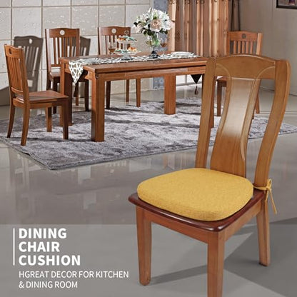 SINOSSO 1 Pack Memory Foam Chair Cushions for Dining Chair, Friendly Woven Fabric 16" U-Shape Comfortable Kitchen Chair Pad, Removable Slip Resistant Seat Cushion (1 Piece, Yellow) - color: Yellow