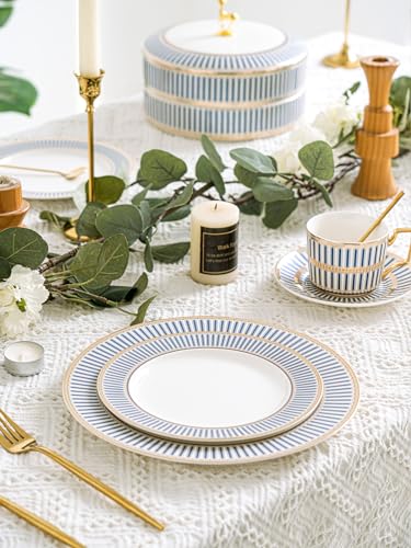 CwlwGO-10 Inch Bone China Salad Plates Sets of 4 Modern Elegant Round Dishes Dessert Plate Set Dinnerware Dish Serving Plates for Kitchen, Not Suitable for Microwave. - size: 10