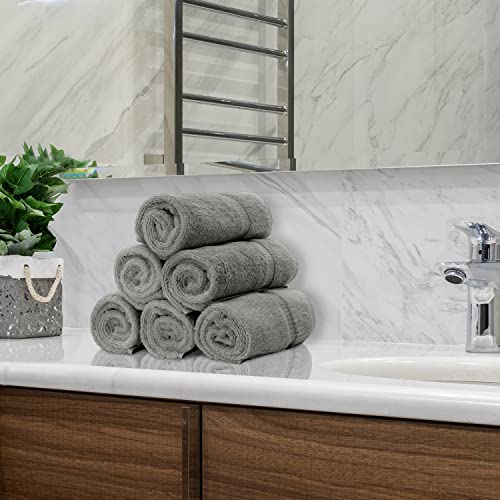 Monogrammed Hand Towel, Personalized Gift, Set of 2- Silver Block Letter Embroidered Towel - Extra Absorbent 100% Turkish Cotton - Soft Terry Finish - Initial L Gray - color: Gray & Silver, size: Initial L