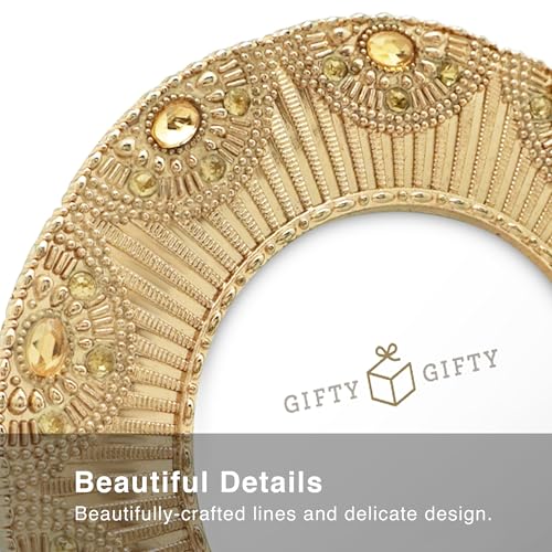 Classic Gold 1920s Mini Frame Set/Set of 3/2.5x2.5 & 2.5x3.5 In | For Tabletop Display | Perfect for Home Decor, Wedding, Graduation, Or Milestone Photos