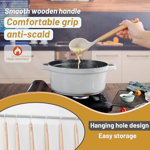 QMVESS Silicone Kitchen Utensils Set, 35 Pcs Non-Stick Cooking Utensils Set, Sturdy Insulation Wooden Handle Kitchen Accessories for Cooking with Spatula Set and Spoons Set Gadgets (Khaki) - color: Khaki