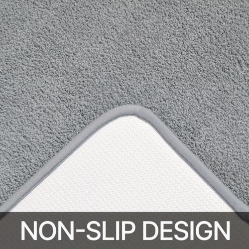 HOMEIDEAS Upgraded Bathroom Rugs Set 3 Piece, Ultra Soft Memory Foam Bath Mats, Super Absorbent Non Slip Washable U-Shaped Toilet Bath Rug (Grey, 17"x24"+20"x32"+U-Shaped 20"x24") - color: Grey