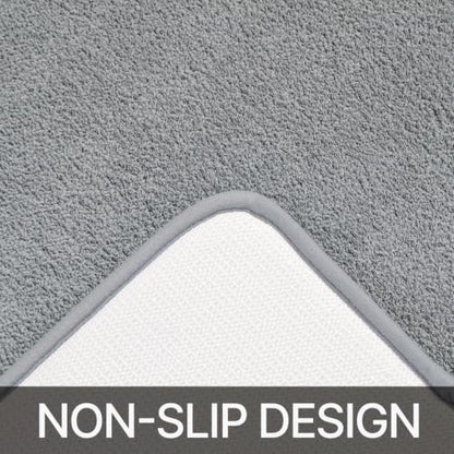 HOMEIDEAS Upgraded Bathroom Rugs Set 3 Piece, Ultra Soft Memory Foam Bath Mats, Super Absorbent Non Slip Washable U-Shaped Toilet Bath Rug (Grey, 17"x24"+20"x32"+U-Shaped 20"x24") - color: Grey