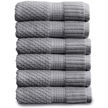 6 Pack 100% Cotton Hand Towels | Grey Towels | Oeko‑TEX Standard 100 | Soft & Absorbent, Quick‑Dry | Trinity Collection - Charcoal - color: Charcoal, size: Hand Towels (6 Pack)