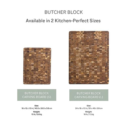 Teakhaus Butcher Block Carving Board - Extra Large Reversible Wooden Cutting Board with Juice Groove - Holiday Gift Ideas for Men and Women - Gift-Ready End Grain Wood, Knife Friendly - FSC Certified - color: With Juice Groove, size: Extra Large (24 inch