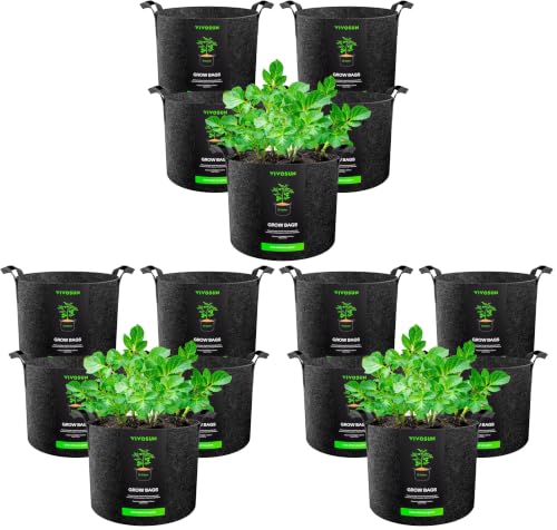 VIVOSUN 15-Pack 10 Gallon Plant Grow Bags, Heavy Duty Thickened Nonwoven Fabric Pots with Handles - color: Black, size: 10 Gallons (Pack of 3)