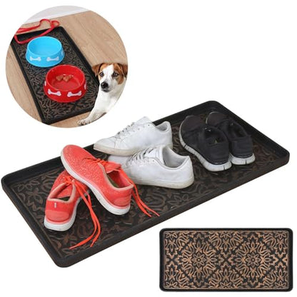 Rubber Boot Trays for Entryway, for Boots, Shoes, Sandals, Slip-on, Trays, Shoe Mats for Indoor and Outdoor Use,(1 Larger) = 28"x14"; and (2 Smaller) = 18"x14" (Set=3)