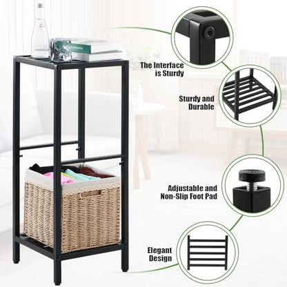 Party Zealot 2-Tier Tall Metal Square Plant Stand 31” Heavy-Duty Modern Flower Pot Rack for Indoor Living Room, Corner Side Table for Outdoor Patio, Garden, and Balcony, Black - style: Square tube - 1 pack