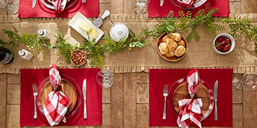 DII Basic Everyday Ribbed Tabletop 100% Cotton, Placemat Set, 13x19, Cardinal Red, 6 Piece - color: Cardinal Red, size: 13x19"