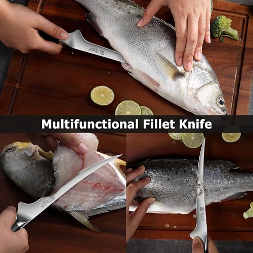 PAUDIN Fillet Knife, 7" Flexible Boning Knives with G10 Handle, Dishwasher Safe High Carbon German Steel Fish Knife for Meat Trimming, Deboning & Skinning,Professional Holiday BBQ Cooking Gift for Men - color: Fillet Knife - 7 inch