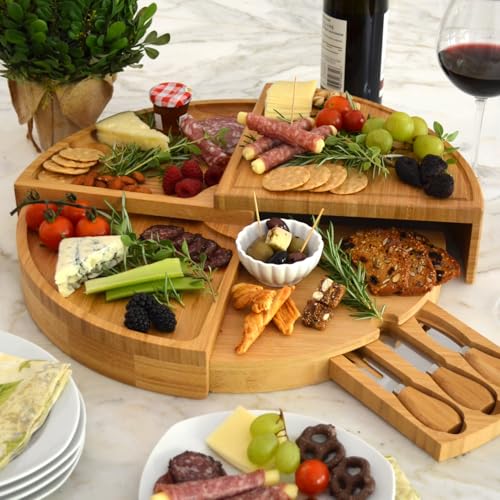 Picnic at Ascot Delux Custom Engraved Bamboo Cheese/Charcuterie Cutting Board - Patented Design - Quality Assured