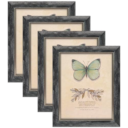 XUANLUO 8x10 Picture Frames Set of 4 Rustic Retro Photo Frame with HD Plastic Cover for Wall Mount and Tabletop Display Family Friends Wedding Gift - color: Grey-4pcs, size: 8 x 10 inch