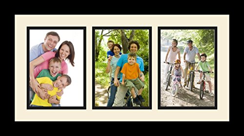 ArtToFrames Collage Photo Frame Single Mat with 3-5x7 Openings with Satin Black Frame and Black mat. - color: 3 - 5x7 - (2157), size: Black