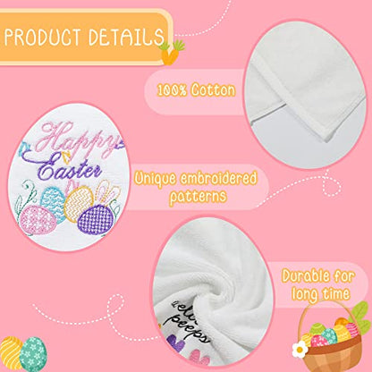 Easter Hand Towels 100% Cotton Embroidered Happy Easter Bunny Decorative Bathroom Kitchen Dish Towels Set Gift Set of 2 14x29inch - color: Easter.egg
