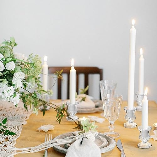 Glass Taper Candle Holders Set of 6 Clear Crystal Candle Holders for Candlesticks, Elegant Candlestick Holders for Table Centerpiece Wedding Party Christmas Thanksgiving Festival