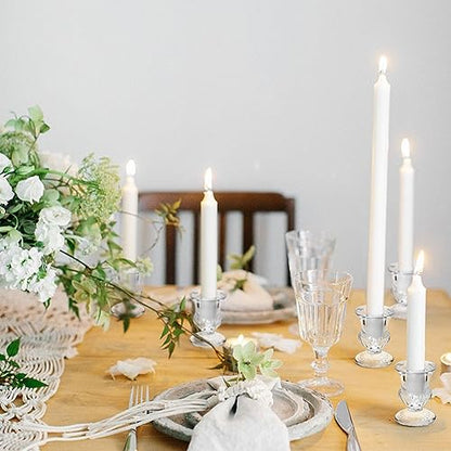 Glass Taper Candle Holders Set of 6 Clear Crystal Candle Holders for Candlesticks, Elegant Candlestick Holders for Table Centerpiece Wedding Party Christmas Thanksgiving Festival