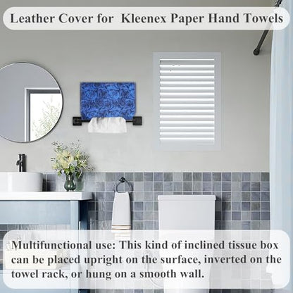 Leather Cover for Disposable Paper Hand Towel Box, Compatible with Kleenex Paper Hand Towel(1-3D Rose Blue) - color: 1-3d Rose Blue