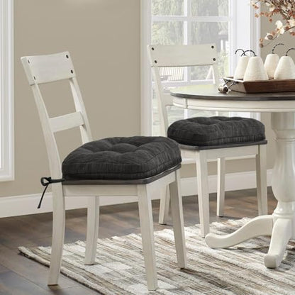 Shinnwa Dining Chair Cushions Set of 4, Dual-Layer Memory Foam Kitchen Chair Cushions, Patented Design Seat Pads with Ties, 16.5 x 16.5 x 3.5in, 4 Pack, Charcoal - color: Charcoal, size: 4 Count (Pack of 1)