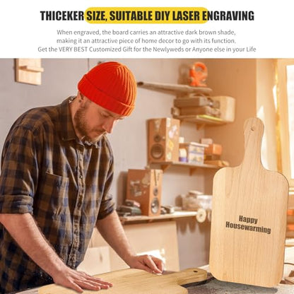 Lounsweer 6 Pcs Wood Cutting Boards Bulk, 15 Inch with Handle | Natural Wood Chopping Serving Charcuterie Board, Laser Engraving Material Wedding Personalized Housewarming Gifts - size: 15 x 7 inches