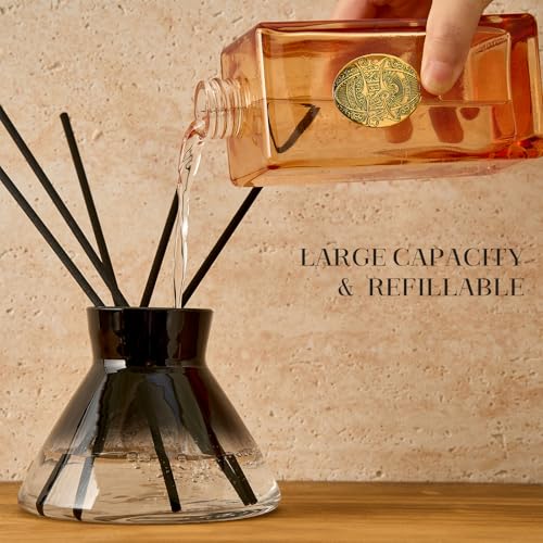 M&SENSE 10.14 oz Large Reed Diffuser Set | Sandalwood Vanilla Scent Oil Diffuser with Sticks | Hotel Collection Non-Toxic Essential Oil |for Bedroom Bathroom Living Room - color: Sandalwood Vanilla, size: 300ml