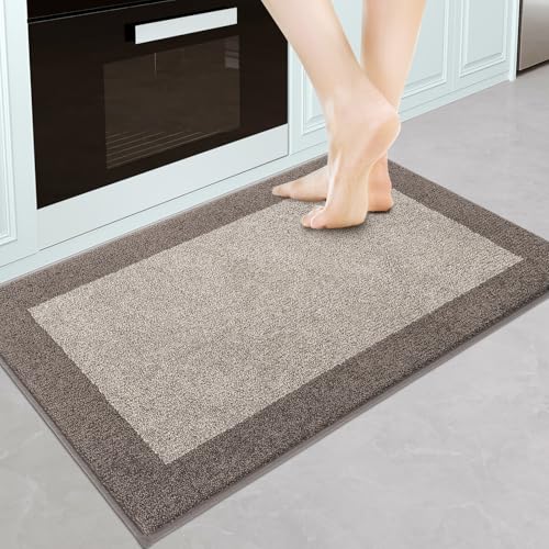 Kitchen Rug 24" x 36", Throw Rug for Hallway, Bathroom, Door | Non Slip, Machine Washable, Dirt trapping, Absorbent, Quick Drying, Entryway Rug - color: Beige, size: 24" X 36"