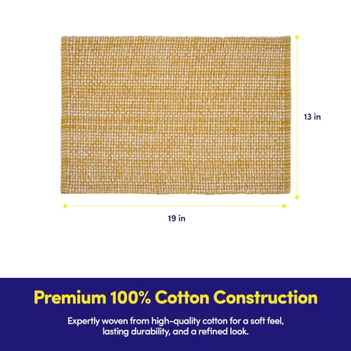 Sweet Home Collection 100% Cotton Placemats for Dining Room Rectangle Two Tone Woven Fabric 13" x 19" Soft Durable Table Mat Set, Set of 6, Gold - color: Gold, size: Rectangle 13" x 19"