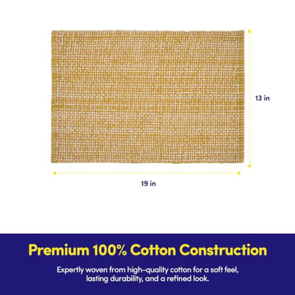Sweet Home Collection 100% Cotton Placemats for Dining Room Rectangle Two Tone Woven Fabric 13" x 19" Soft Durable Table Mat Set, Set of 6, Gold - color: Gold, size: Rectangle 13" x 19"