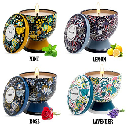 Home Aromatherapy Candle Set, Women's Aromatherapy Candle Birthday Gift Set, 4 Pack 4 oz 120 Hour Long Lasting Soy Candle Gift