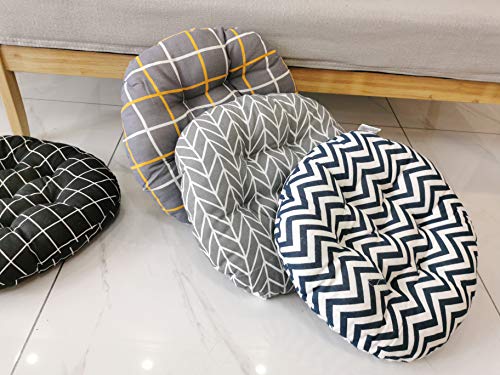 vctops Bohemian Soft Round Chair Pad Garden Patio Home Kitchen Office Seat Cushion Grid Blue Diameter 16" - color: Grid Blue, style: Diameter 16 Inch
