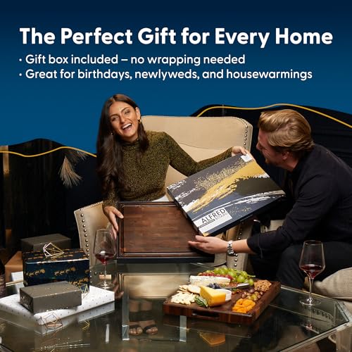 Sonder Los Angeles Alfred Cutting Board, End Grain Walnut, 17x13x1.5 in | Made in USA, Non-toxic, Non-Slip Feet, Juice Groove & Sorting Compartments, Built-in Handles, Gift Box Included, 7.5 lbs - color: Alfred | Black Walnut | End Grain