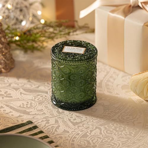 LA JOLIE MUSE Pomegranate & Pine Scented Candles for Home, Natural Soy, 40 Hrs | Luxury Green Festive Jar Candle, Clean Non Toxic, Christmas Winter Holiday Candle, Gift for Women & Family, Balsam &Cedarwood - color: Pine & Pomegranate