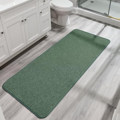 Bosap Bath Mat,Ultra Thin Bathroom Runner Rugs,Large Bath Mats for Bathroom,Quick Dry,Non-Slip,Machine Washable,Low Pile,Bath Rug,Shower Outside,Sink,Home Decor Accessories.Green,3'x4'(36x48inch) - color: Green, size: 3' X 4' (Rectangular)