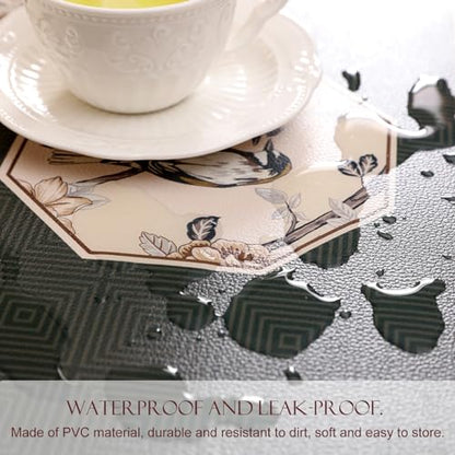 Vinyl Waterproof Placemats Set of 6 Rectangular,12"*17"-Murad E | Wipeable Beautiful Green Place Mats,Stain Resistant,Heat Resistant,Everyday Meals,Kitchen,Dinning,Holiday,Decor - color: Murad E