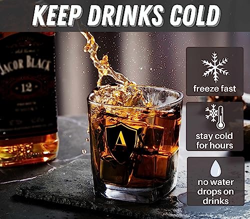 Whisky Gifts for Men, Personalized Initial Whiskey Glass with Whiskey Stones for Dad, Boyfriend, Best Friends, Coworkers, Husband, Brother, Uncle and Boss on Father's Day, Boss Day and Birthday - B - color: B