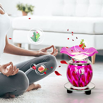3 in 1 Electric Oil Warmer Scented Wax Warmer with with Auto Off Timer Candle Tar Melt Warmer Wax Melter Fragrance Oil Burner(Purple2 Timer) - color: Purple-timer