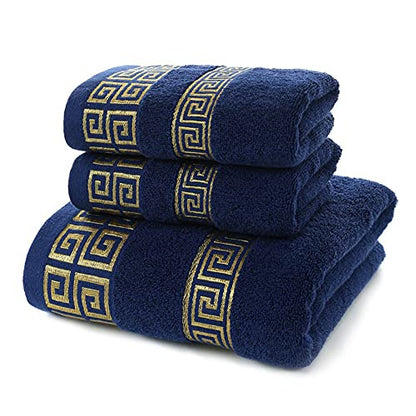 100% Cotton Highly Absorbent Embroidered Towels 3-Piece Towel Set Hotel Bath Towel, 1 Bath Towels, 2 Hand Towels Extra Thick Beach Bath Towels