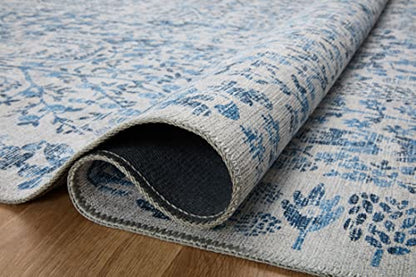 Loloi Rifle Paper Co Maison Blue 3'-0" x 3'-0" Round Accent Rug | MAO-07 Printed Approx. 3' Round Entryway Kitchen, Whimsical, Accent Rug - color: Blue, size: 3' (Round)