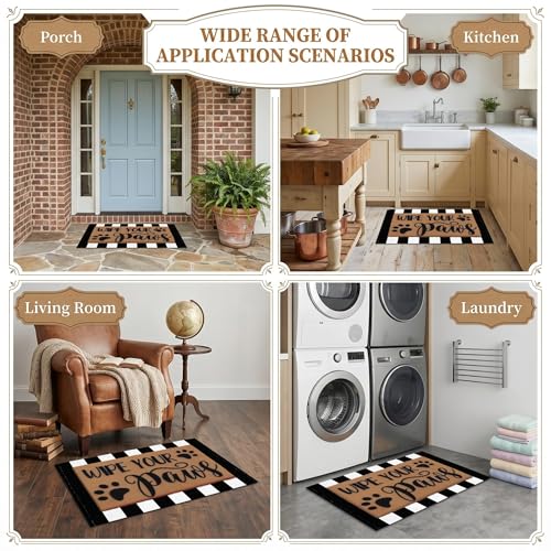 Arttown Welcome Front Coir Rug Door Mats Combo Set 17"x30"+24"x36" Wipe Your - color: Wipe Your Paws