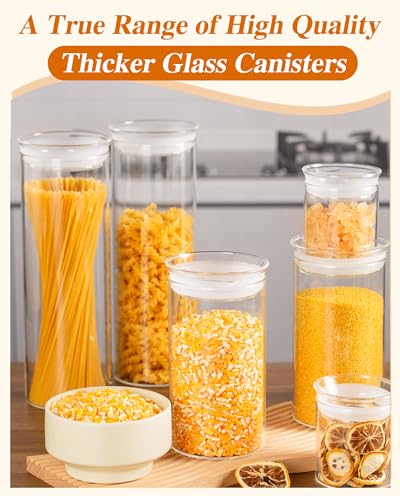 ZENS Glass Canisters with Airtight Lids, Set of 2 50oz Tall Storage Jars | Borosilicate Glass Jars with Airtight Lid, Wide Mouth Pasta Containers for Pantry Food Storage - size: 9-50oz 2Pack