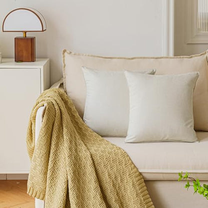 NiNi ALL Beige Outdoor Pillows Set of 2 Decorative Farmhouse Waterproof Throw Pillow Covers 18x18 Solid Cushion Cases for Garden Patio Tent Furniture Sofa Bed Home Decor | Faux Linen Decorative Solid Throw Pillow Covers Farmhouse for Garden Furniture Tent