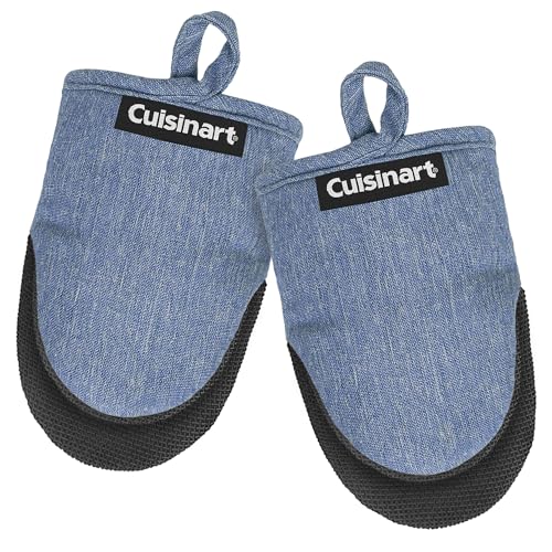 Cuisinart Mini Oven Mitts, 2-Pack, Neoprene Grip, Heat Resistant 350F | Cotton-lined, non-slip neoprene palm, ambidextrous design, ideal for smaller hands and everyday cooking - color: Indigo