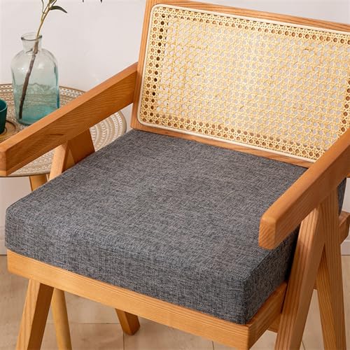 Reyox Recliner Cushion for Armchair 2" Thick Grey 2 16" x 16" | Removable Cotton Linen Cover, Non Slip Square Chair Cushion, Thicken Foam Chair Pads for Long Sitting - color: 2" Thick Grey 2, size: 16" x 16"