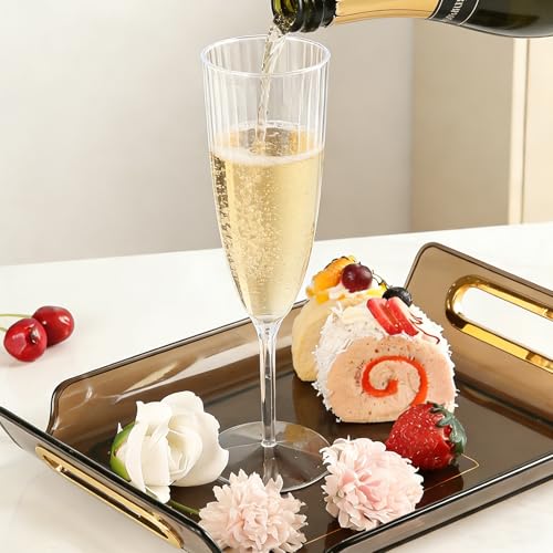 36 PCS Clear Plastic Champagne Flutes, 6 oz Disposable Wine Glasses, Reusable Cocktail Cups Party Supplies for Party Wedding Toasting Birthday Bridal Shower - color: Clear